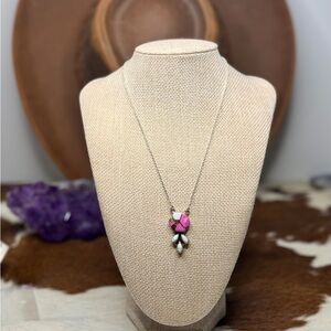 Cotton Candy Dahlia Necklace • 16-18" • New • 925 Sterling Silver